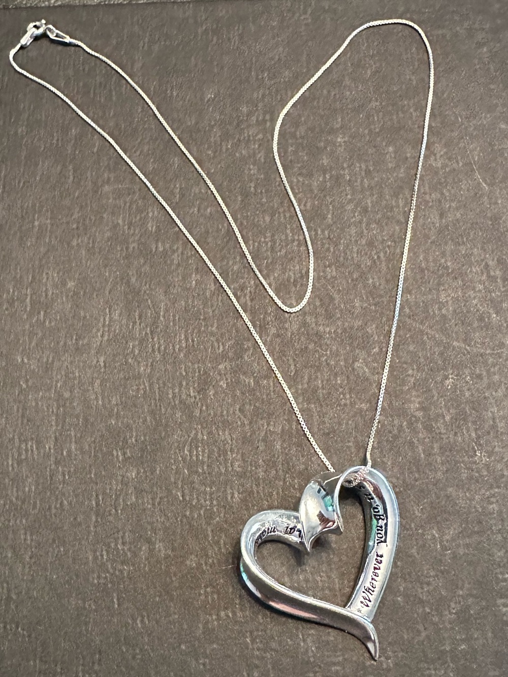 Sterling Silver Heart Pendant Necklace with Inspirational Quote About Friendship